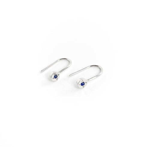 Sapphire Dot Earrings in Silver